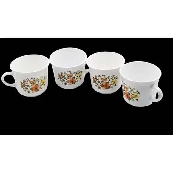 1970s Corelle Corning Indian Summer Coffee Mug Cup Floral Set of 4 - Picture 9 of 9